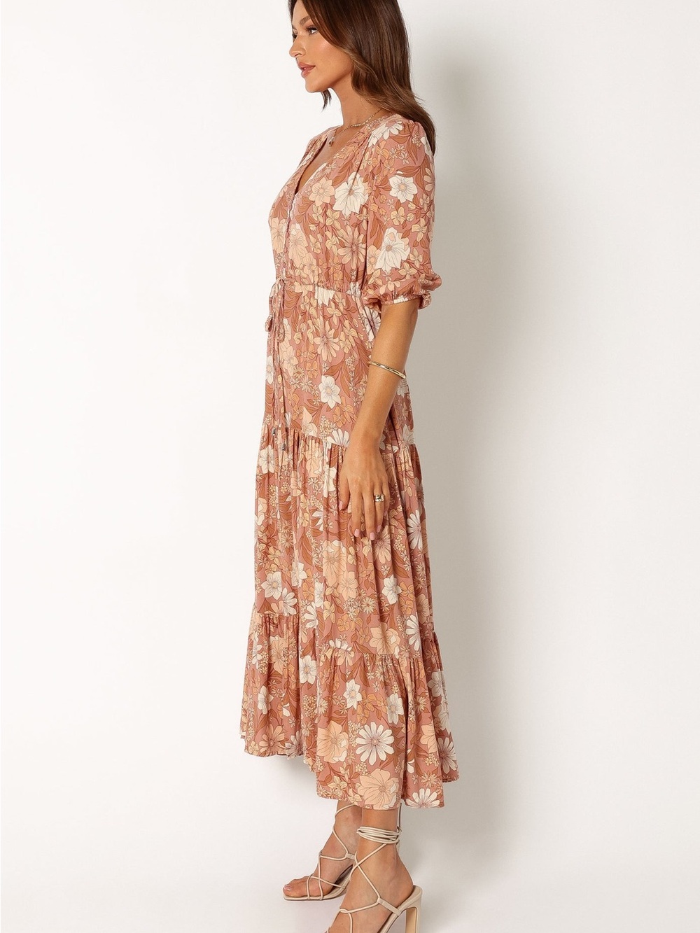 Petal & Pup Kelda Dress Rust Floral Tiered Maxi Dress - Picture 5 of 10